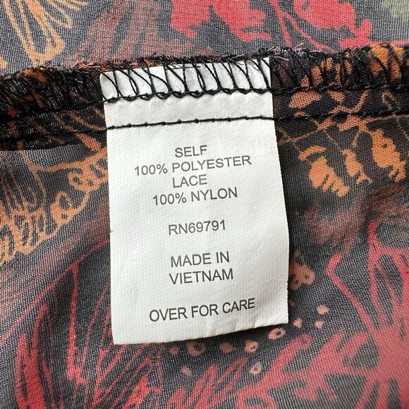 Fig And Flower Sheer Cardigan Top L Black Floral Flutter Sleeve Whimsigoth Fairy - Picture 9 of 14